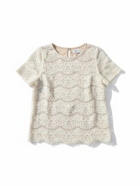 Tinsel Ivory Lace Short-Sleeve Blouse